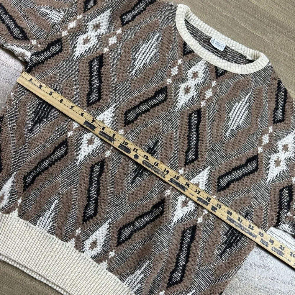 Maglificio Florence Sweater Men XL Vintage 90s Geometric Crew Wool Blend Italy